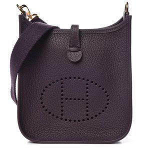 HERMES Taurillon Clemence Evelyne 16 TPM Mini Raisin
